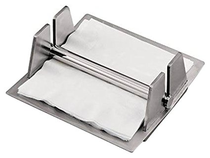MIU France Brushed Stainless Steel Paper Napkin Holder, Silver