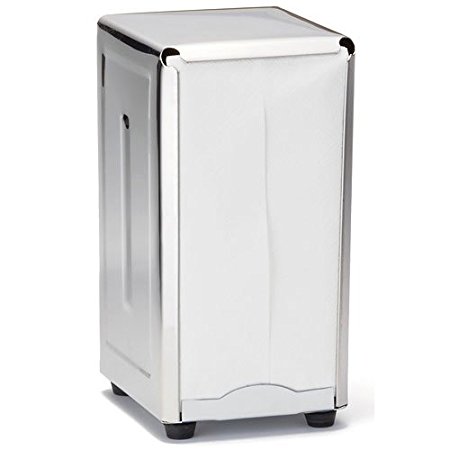 TrueCraftware Stainless Steel - Dual Side - Tall Fold - Table Top - Napkin Dispenser with Polished Finish