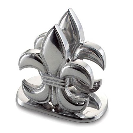 KINDWER Elegant Fleur-De-Lis Napkin Holder, Silver