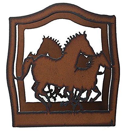 Western Home Decor Running Horse Rustic Metal Napkin Holder
