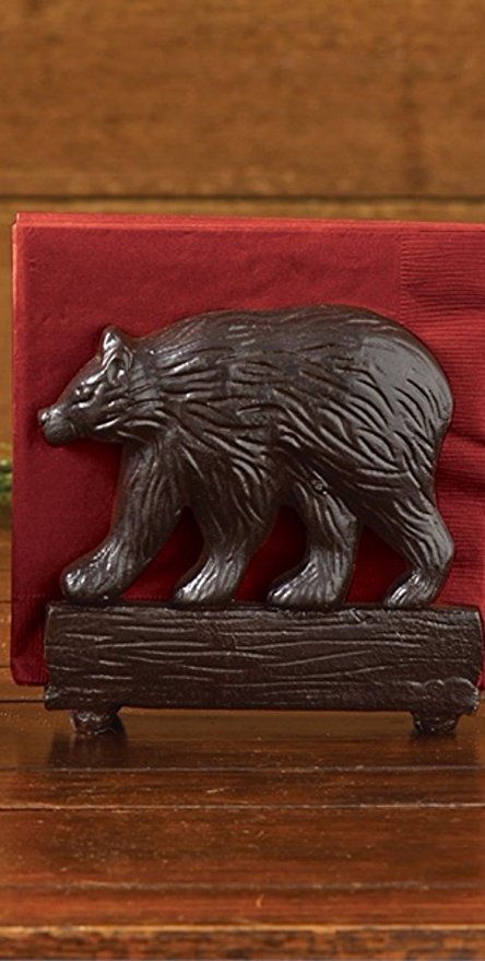 Bear Napkin Holder Cast Burl Rustic Lodge Style- Park Designs