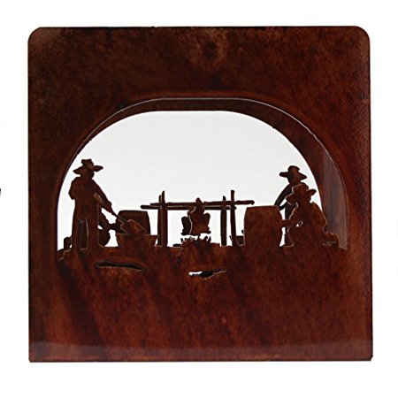 Chevelon Goods Decorative Luncheon and Dinner Napkin Holder w/ Rustic Patina Finish - Cowboy Cookout