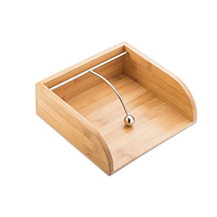 Modernhome Bamboo Napkin Holder with Stainless Steel Weight Guide, Kitchen Countertop Design, Natural