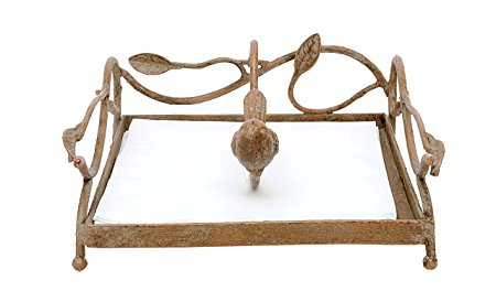 Creative Co-op Square Metal Napkin Holder with Bird, Gold