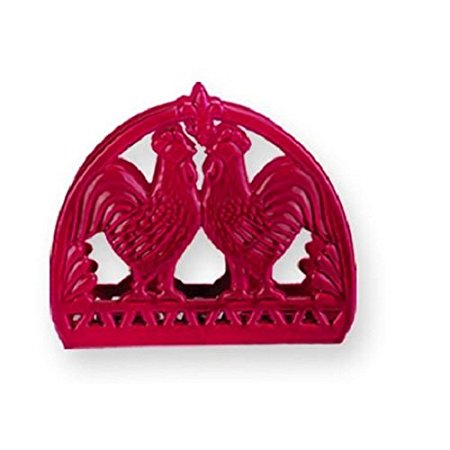 Old Dutch 2-Tone Rooster Napkin Holder, 6 by 2 by 5-Inch, Red