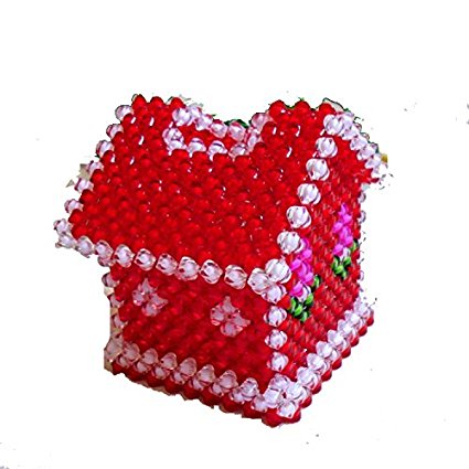 Creative Beadwork Outstanding House Toy for Kids Handmade Tissue Napkin Box Collectible Home Car Bathroom Decoration 5.90''x6.29''x5.51''