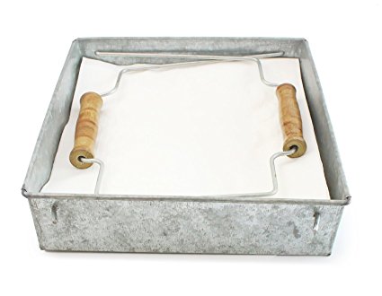 WellPackBox Large Galvanized Napkin Holder Metal Tray Farmhouse Rustic Collection Picnic Kitchen