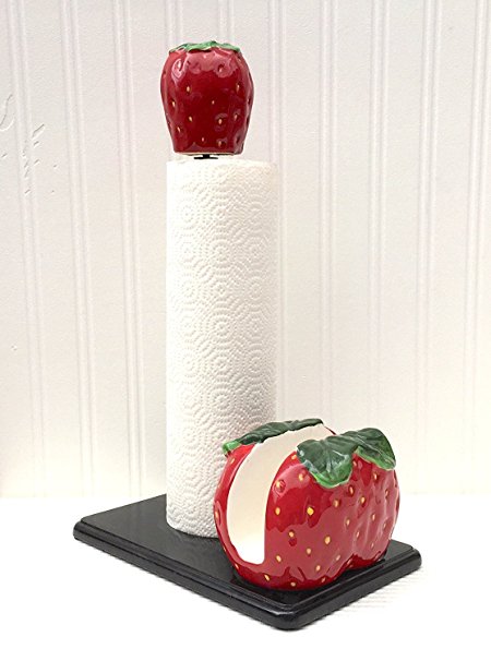 3D Strawberry 2 Piece Paper Towel and Napkin Holder Set