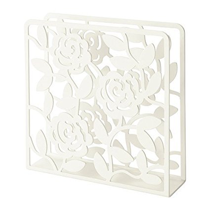 Ikea Napkin Holder White Floral Design, Steel