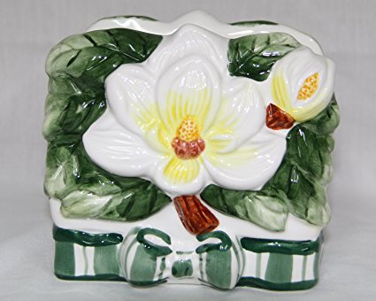 Magnolia Flower Napkin Holder in Ceramics