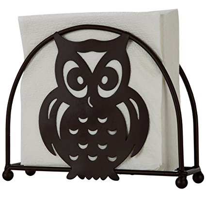 Home-X Bronze Napkin Holder with Owl Design