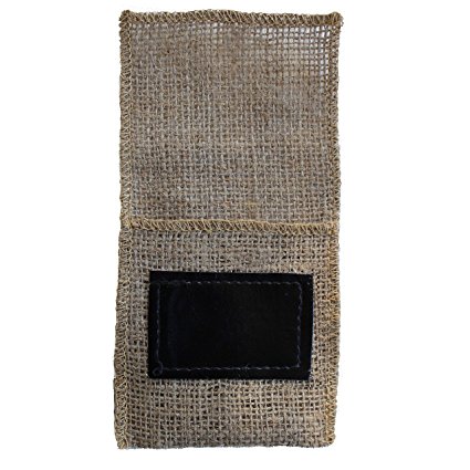 Natural Burlap Silverware Napkin Holders with reusable chalk square (Set of 100)