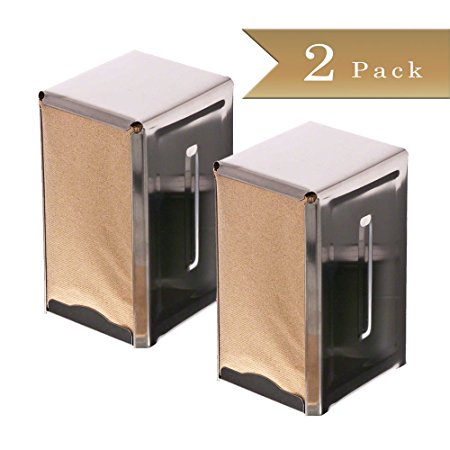 Set of 2 - TrueCraftware Stainless Steel - Dual Sided - Tall Fold - Table Top - Napkin Dispenser with Polished Finish