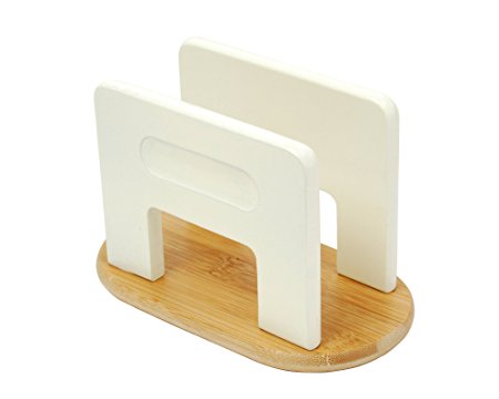 Creative Home Stained Bamboo Napkin Holder, Off-White